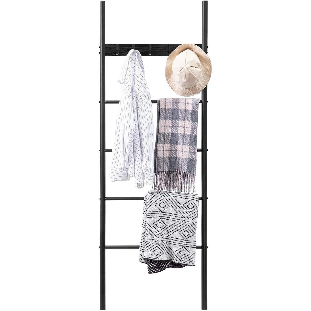 Handtuchleiter Schwarz – 5 Haken, 60x177cm – Bad & Flur