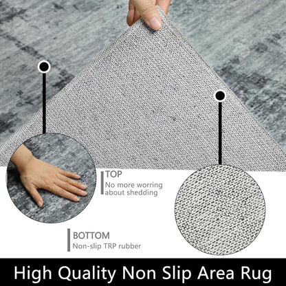 Dunkelgrauer Wohnzimmerteppich 160x230cm – Modern & Waschbar