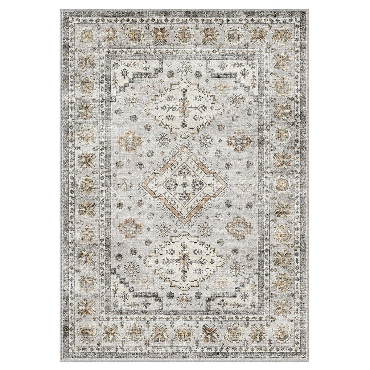 Vintage Teppich Wohnzimmer 160x230 cm Elfenbein Grau