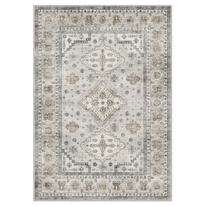 Vintage Teppich Wohnzimmer 160x230 cm Elfenbein Grau