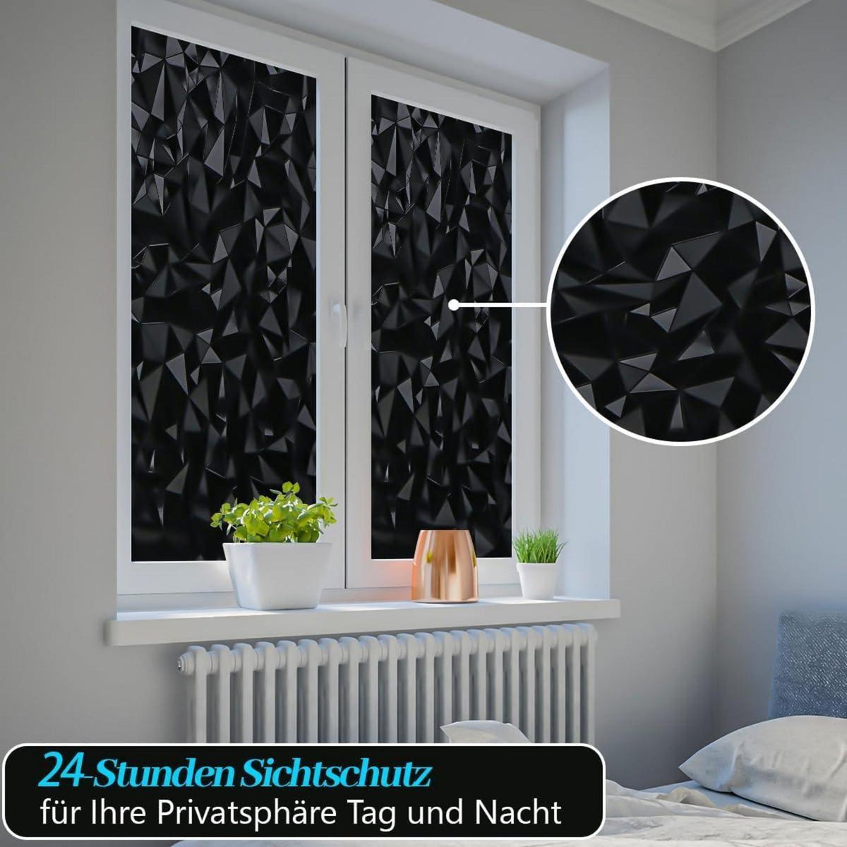 Blickdichte Fensterfolie Schwarz – Sichtschutz & Verdunkelung 44.5x200cm