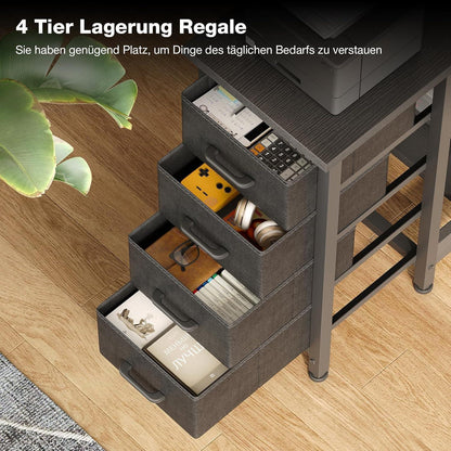 Eckschreibtisch L-Form mit 4 Schubladen, 100x70cm, Schwarz