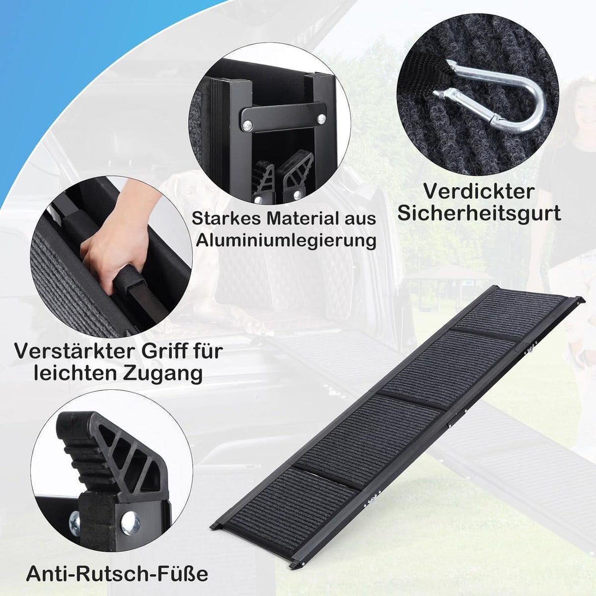 Zusammenklappbare Hundetreppe für Auto – 160cm, Robust & Sicher