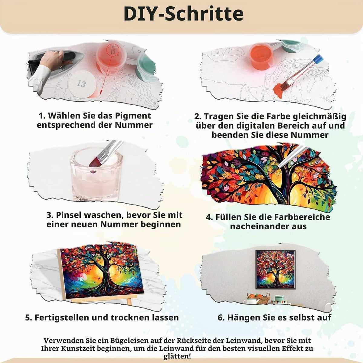 Malen nach Zahlen Lebensbaum – DIY Ölgemälde Set 40x40cm
