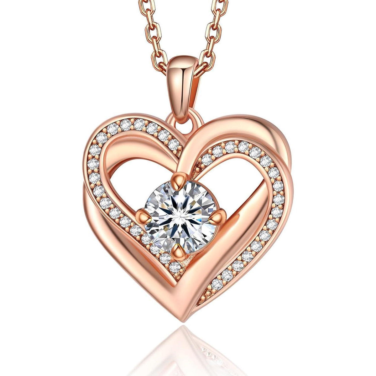 Moissanit Halskette Herz 1 Karat Rosegold Silber 925 Damen Geschenk