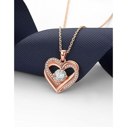 Moissanit Halskette Herz 1 Karat Rosegold Silber 925 Damen Geschenk