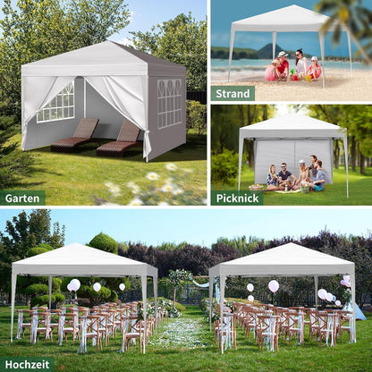 3x3m Pop-up Pavillon mit 4 Seiten – UV-Schutz & Wasserdicht