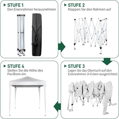 Faltpavillon 2x2m mit Seitenteilen – UV-Schutz & Winddicht