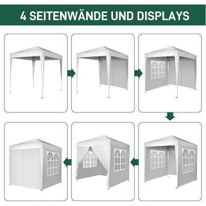 Faltpavillon 2x2m mit Seitenteilen – UV-Schutz & Winddicht