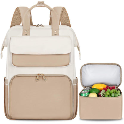 Lunch-Rucksack für Damen – Khaki Beige – Multifunktional & 15,6" Laptopfach