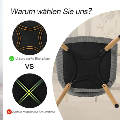 Esszimmerstühle Set Dunkelgrau mit Armlehnen & Holzbeinen