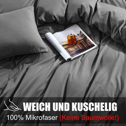 Kissenbezüge 40x70 2er Set Anthrazit Mikrofaser mit Reißverschluss