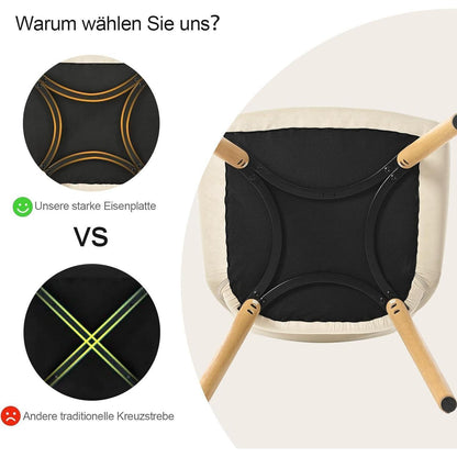 Esszimmerstühle Beige 2er Set mit Samt & Holzbeinen