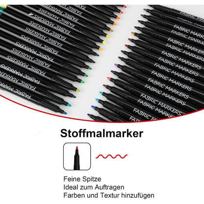 Textilstifte Set 40 Farben – Waschmaschinenfest & Feinspitze