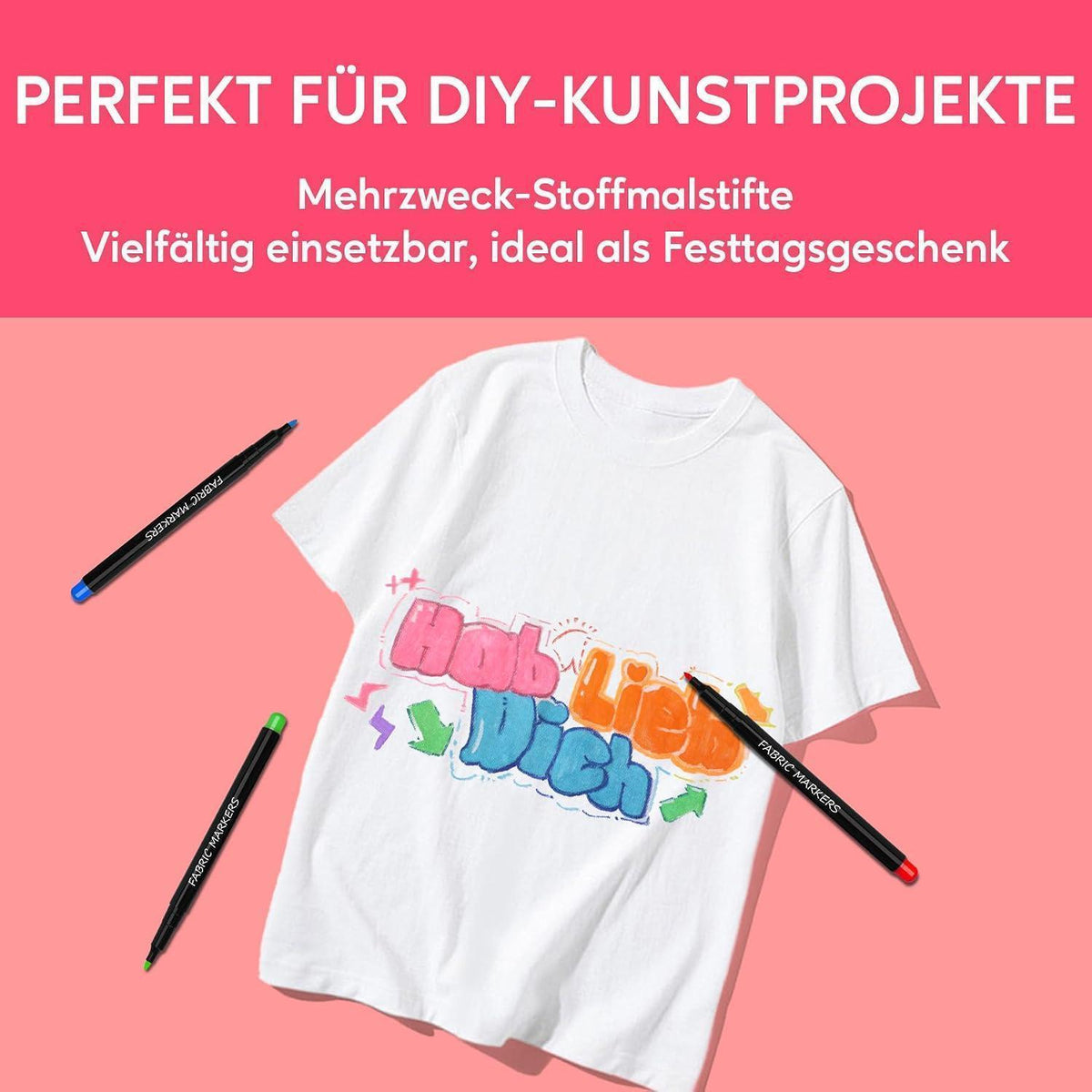 Textilstifte Set 40 Farben – Waschmaschinenfest & Feinspitze