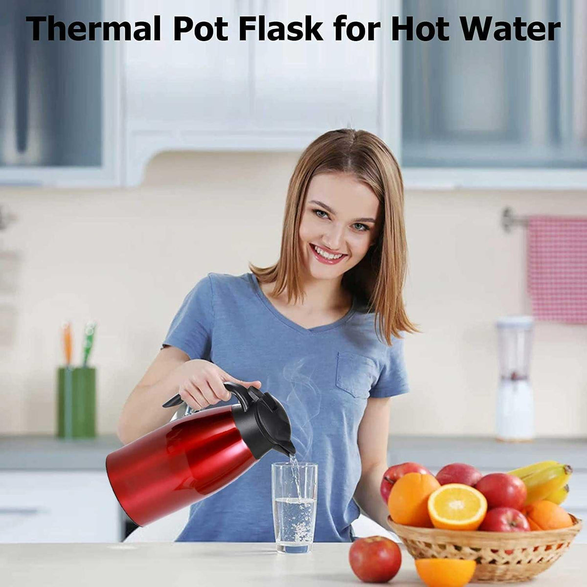 2L Edelstahl Thermoskanne – Isolierkanne für Kaffee & Tee