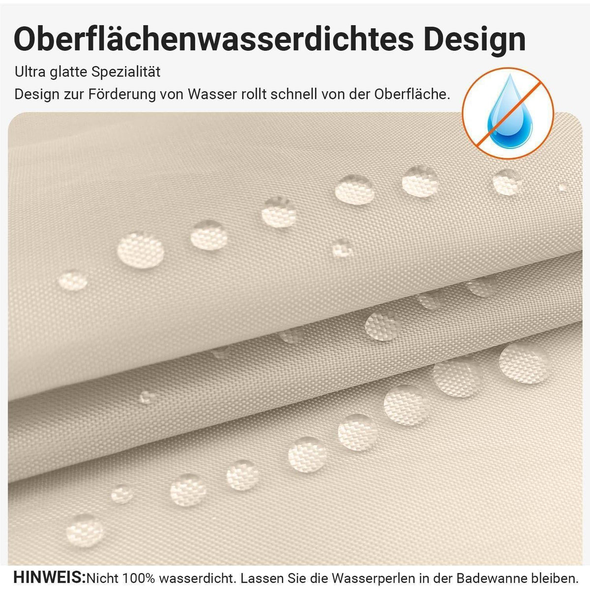 Duschvorhang 200x240cm Beige, Wasserabweisend, Beschwerter Saum