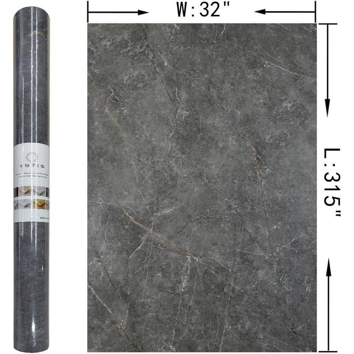 Vinylfolie Marmoroptik Grau 81,3 x 800,1 cm wasserdicht
