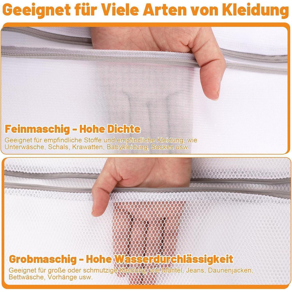 5 Wäschenetze für Waschmaschine | Fein & Grobmaschig | Schützt Kleidung