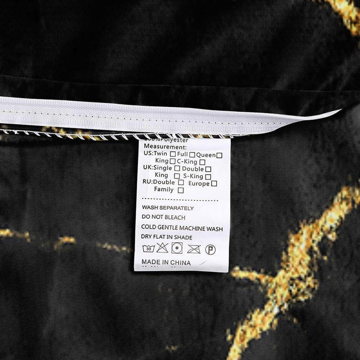Marmor Bettwäsche Set Schwarz Gold 135x200 cm Mikrofaser