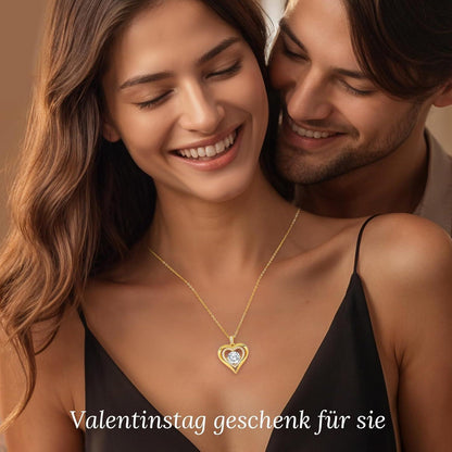 Silber Herz Halskette Damen Moissanite vergoldet