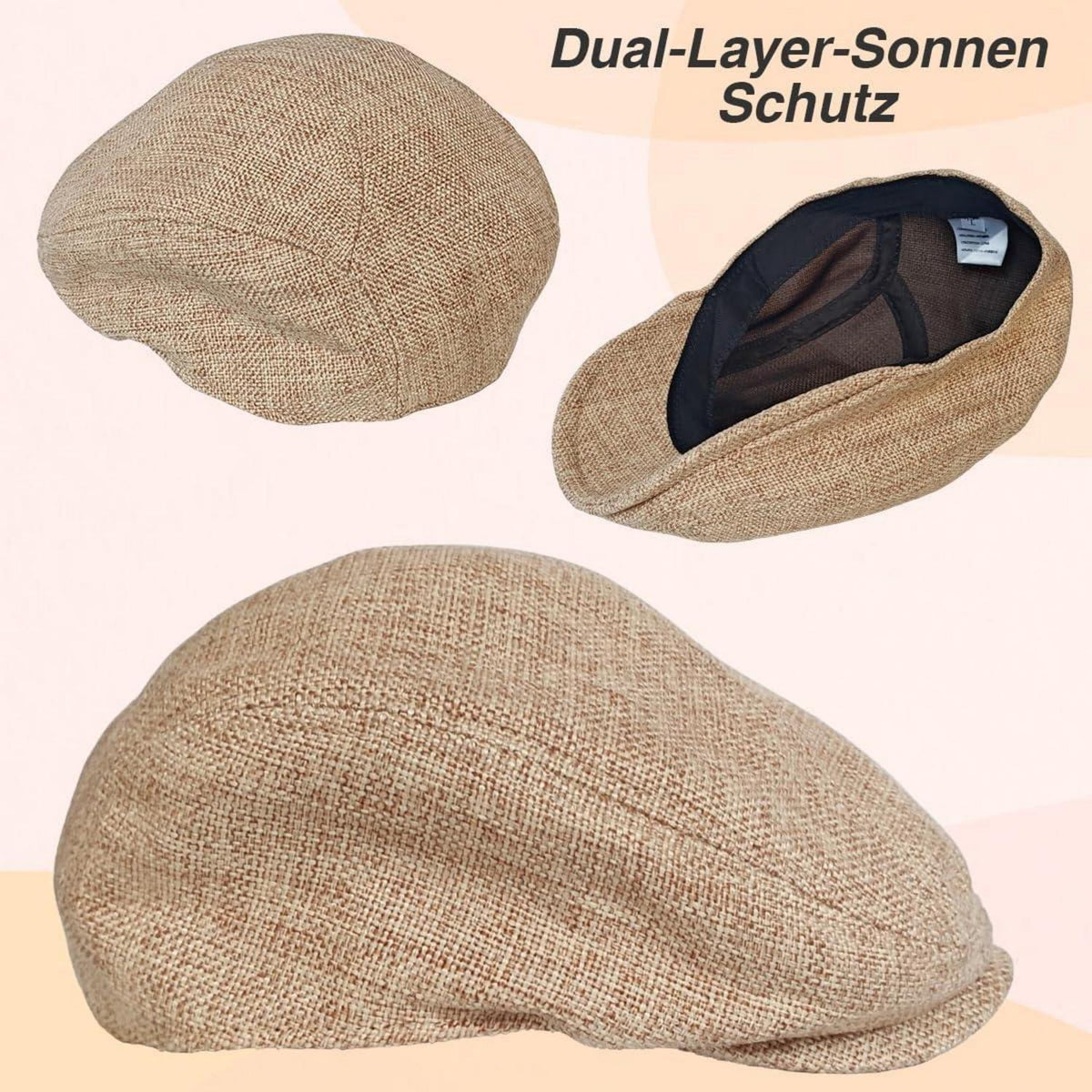 Schiebermütze Herren Baumwolle Leinen – Gatsby Flatcap Khaki L