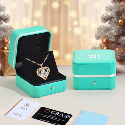 Silber Herz Halskette Damen Moissanite 2 Karat Rosé Vergoldet