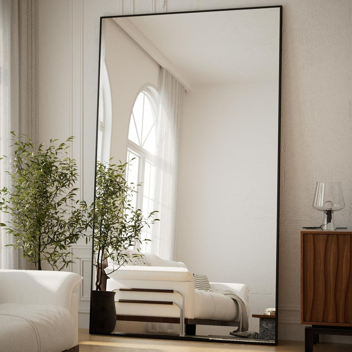 Großer Stand- & Wandspiegel 102x218 cm – Schwarz