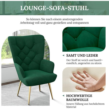 2er-Set Sessel mit Metallbeinen, Grün
