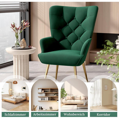 2er-Set Sessel mit Metallbeinen, Grün
