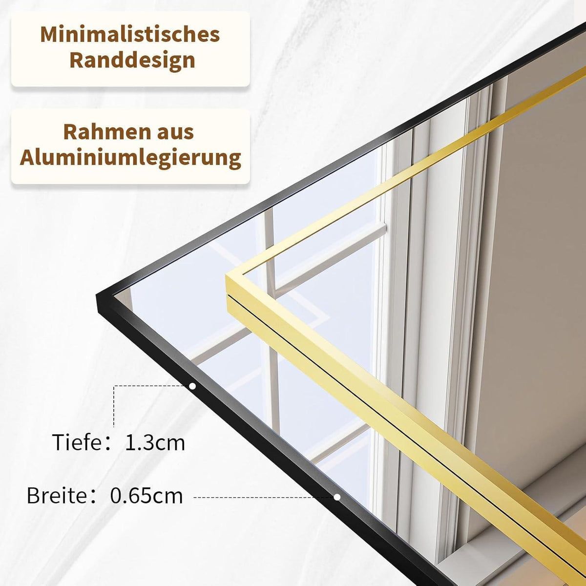 Großer Ganzkörperspiegel 102x218 cm – Stand- & Wandspiegel Gold