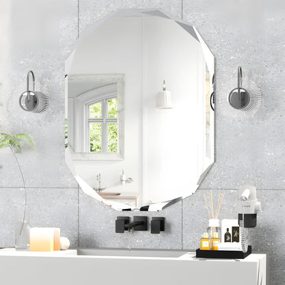 Ovaler Badezimmerspiegel 75x90cm mit Diamantkanten