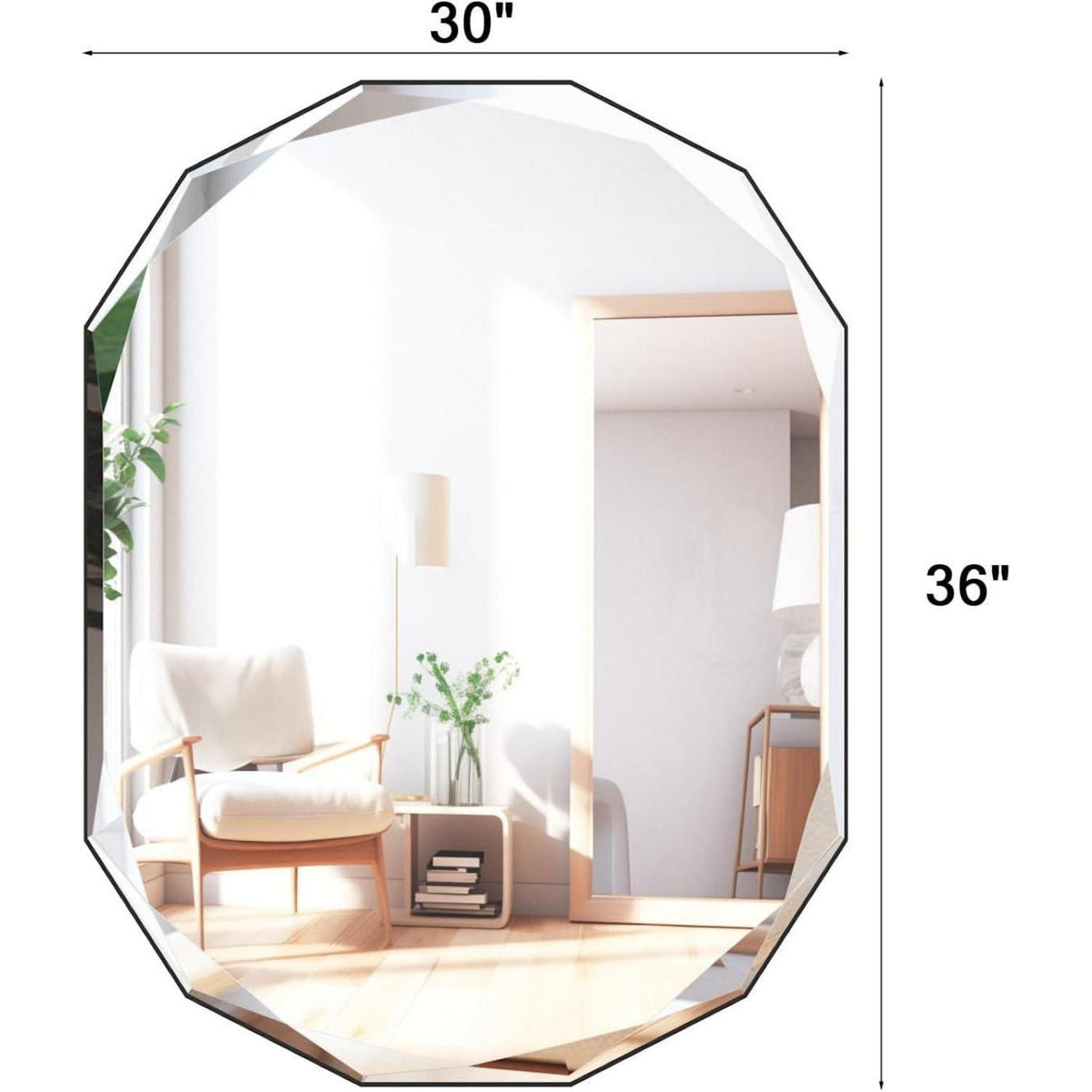 Ovaler Badezimmerspiegel 75x90cm mit Diamantkanten