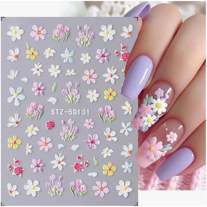 3D Nagelsticker Blumen – Nail Art Aufkleber für Sommerdesign