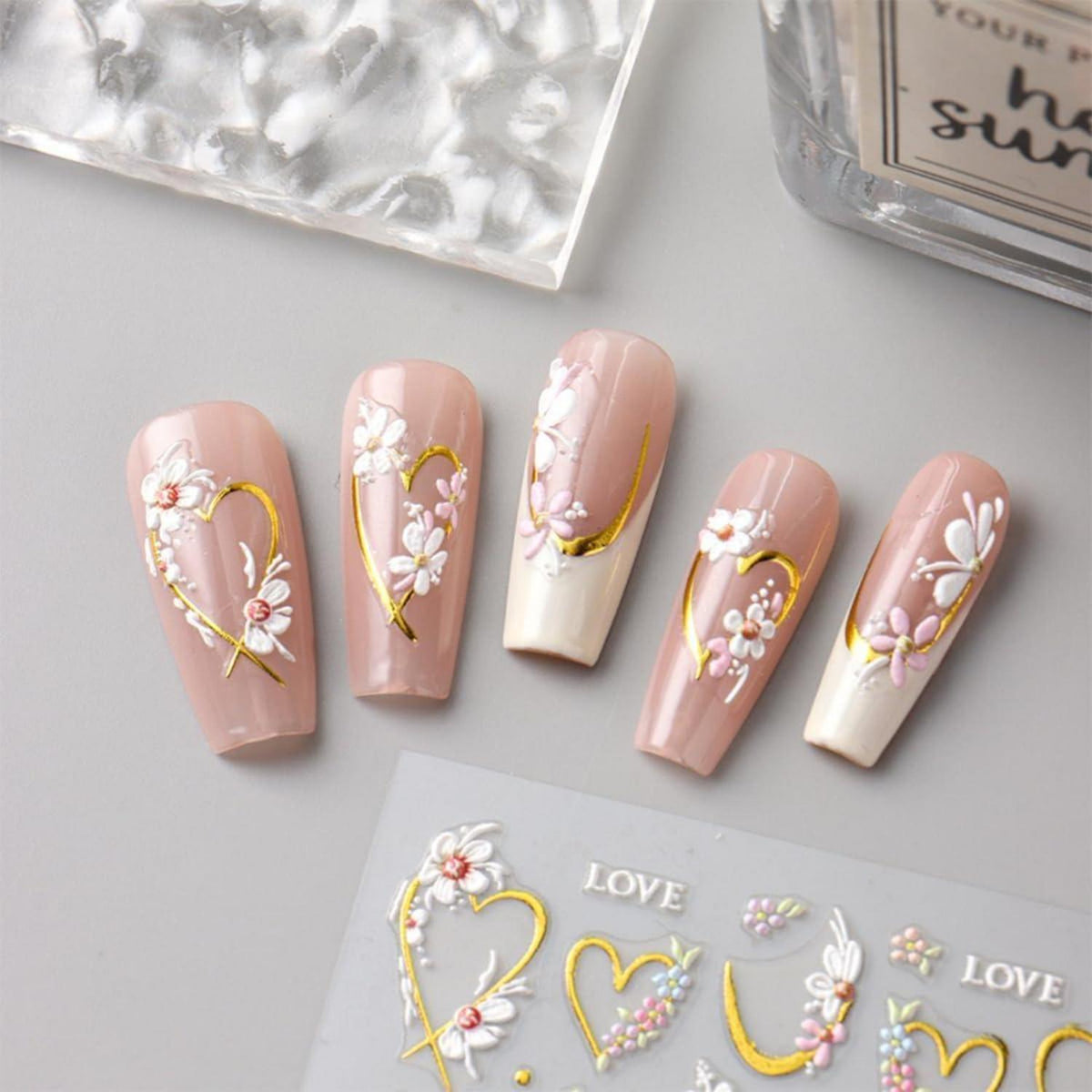 3D Nagelsticker Blumen – Nail Art Aufkleber für Sommerdesign
