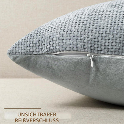 Chenille Kissenbezug 50x50 - Staubblau, 2er Set