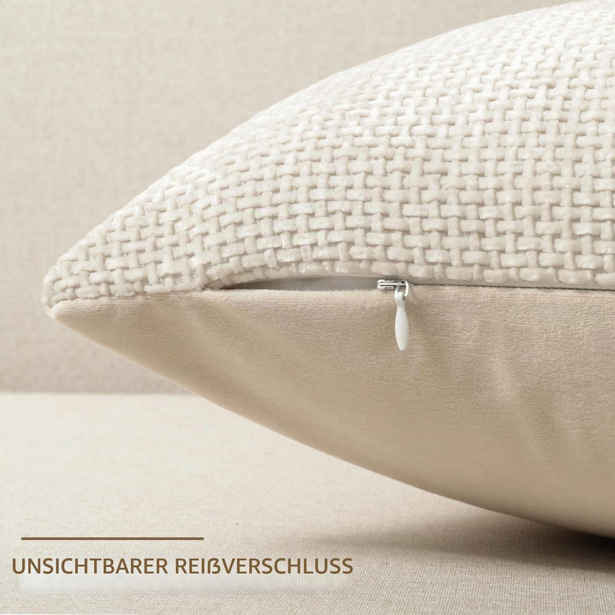 Chenille Kissenbezug 30x50 cm, 2er Set - Beige Dekokissen