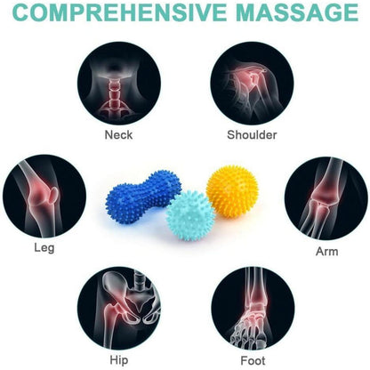 URAQT Massagebälle Faszienball 3er Set Igelball Hart für Rücken Beine Füße