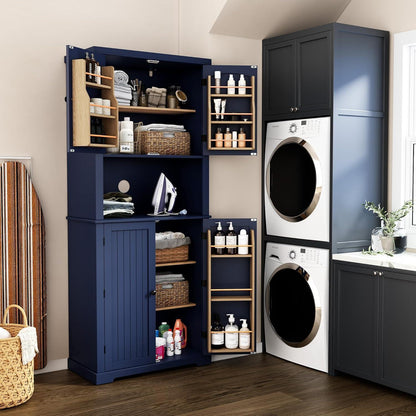 Blauer Küchenschrank mit Arbeitsplatte & Regalen – Esszimmerbuffet