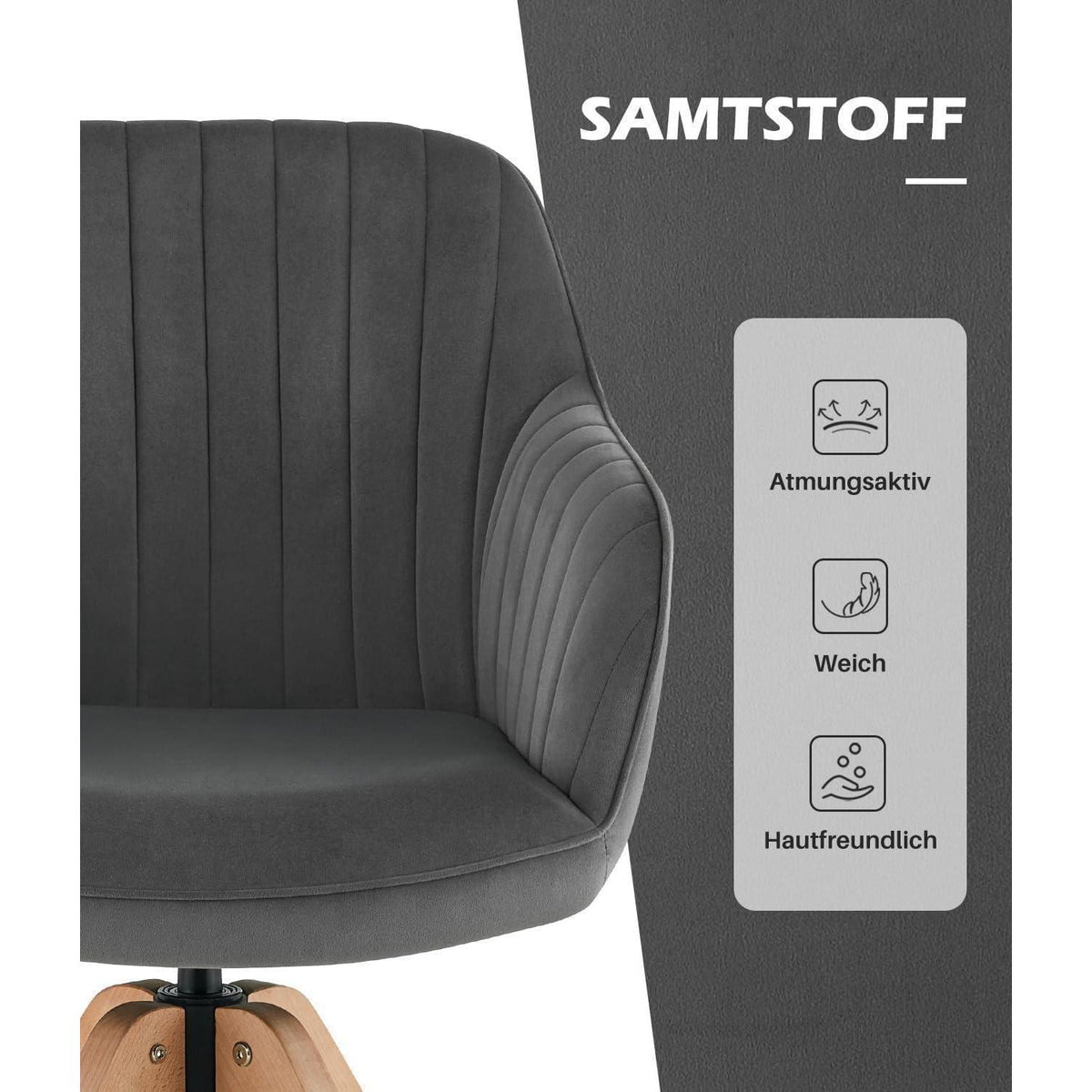 Drehbarer Samt-Sessel Grau – Bequem & Vielseitig für Wohnzimmer