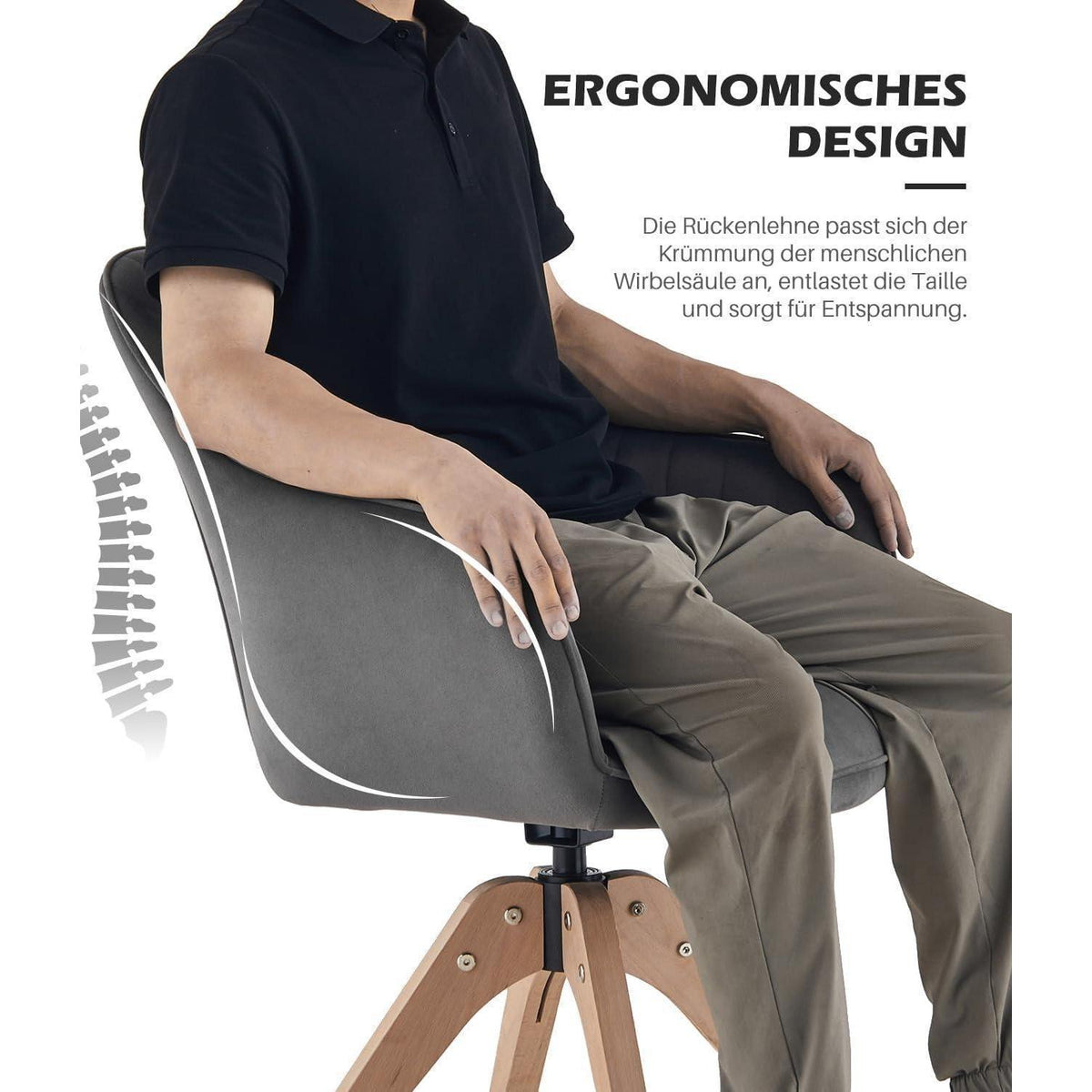 Drehbarer Samt-Sessel Grau – Bequem & Vielseitig für Wohnzimmer
