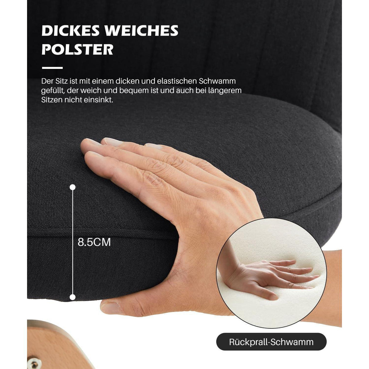 Drehbarer Sessel mit Massivholzbeinen – Schwarz Leinen