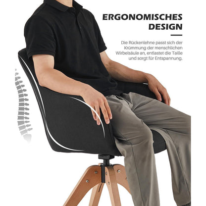 Drehbarer Sessel mit Massivholzbeinen – Schwarz Leinen