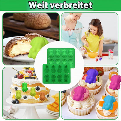 2x Frosch Silikonform für Süßigkeiten & Schokolade