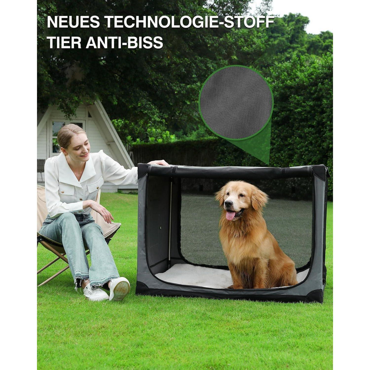 Faltbare Hundebox für mittelgroße Hunde – Grau, 106x78x78cm