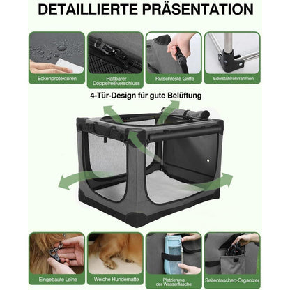 Faltbare Hundebox für mittelgroße Hunde – Grau, 106x78x78cm