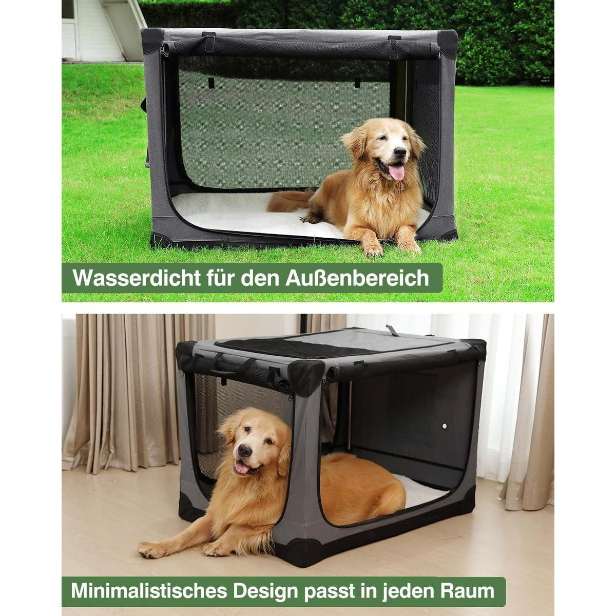 Faltbare Hundebox für mittelgroße Hunde – Grau 90x64x64cm
