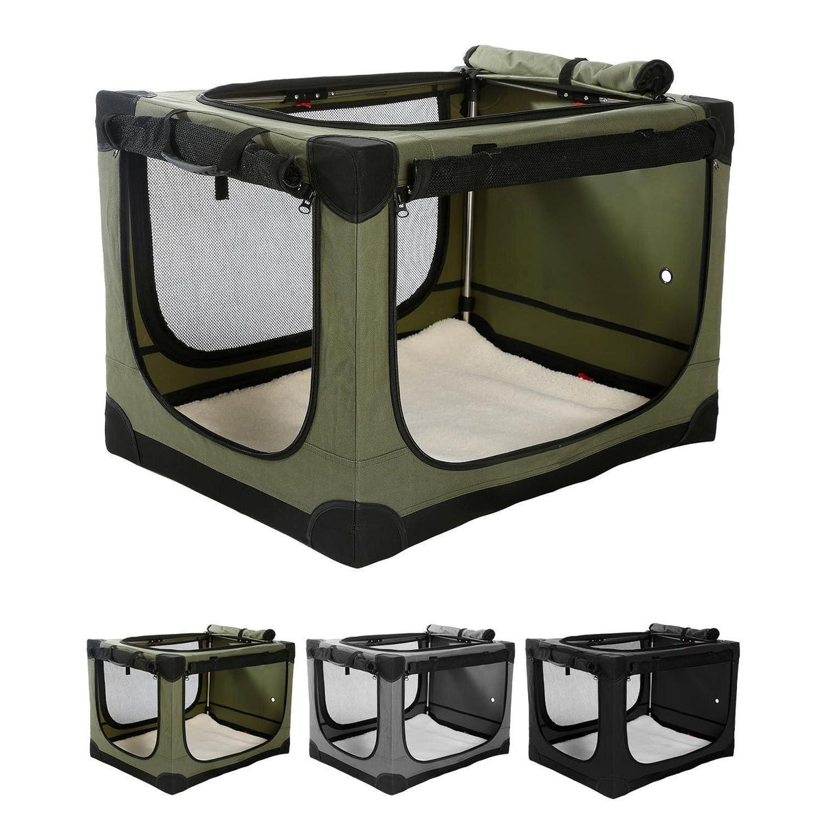 Faltbare Hundebox für mittelgroße Hunde – Grün 76x54x54cm