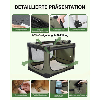Faltbare Hundebox für mittelgroße Hunde – Grün 76x54x54cm