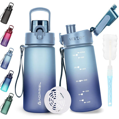 Trinkflasche 600ml BPA-frei Tritan Farbverlauf Hellblau Dunkelblau